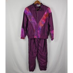 Beyond Performance Tracksuit Women Petite L Purple Vintage 90s Nylon Windbreaker